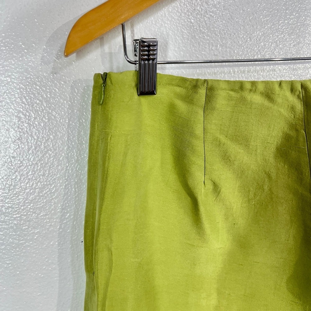 Eileen Fisher Silk Georgette Crepe Women's Straight Leg Pants Size S Green Matte - Picture 6 of 10